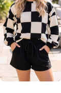Black Checkerboard Plaid Long Sleeve Set