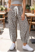 Black Leopard Print Ankle-Length Pants