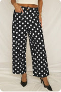 Black Polka Dot Print Patched Pocket