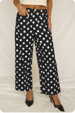 Black Polka Dot Print Patched Pocket