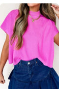 Bright Pink Solid Color Lightweight Top