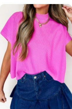 Bright Pink Solid Color Lightweight Top