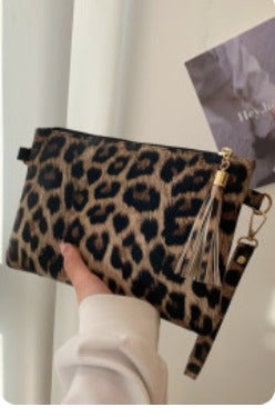 Chestnut Leopard Cow Print Wristlet