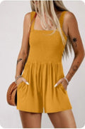 Ginger Casual Pocketed Smocked Romper