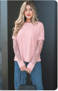 Light Pink Solid Color Bow Texture Top