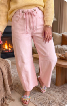 Light Pink Grommet Detail Pants