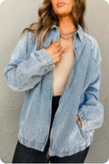 Myosotis Elastic Edge Collared Zip Jacket
