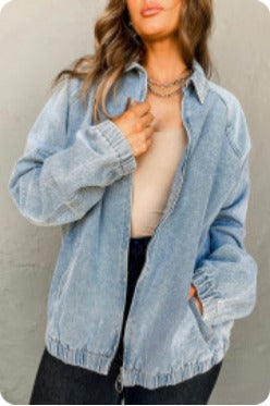 Myosotis Elastic Edge Collared Zip Jacket