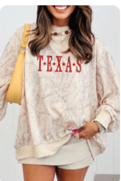 Khaki Texas Embroidered Camo Sweatshirt