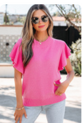 Sachet Pink Ribbed Trim Top