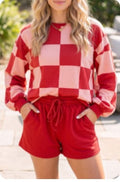 Red Checkerboard Plaid Long Sleeve Set