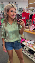 Green Metallic Blouse