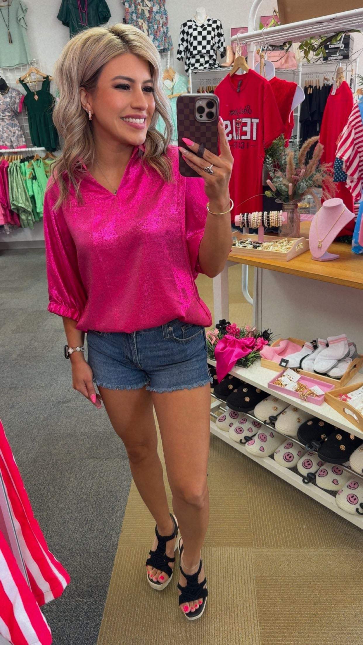 Pink Metallic Blouse