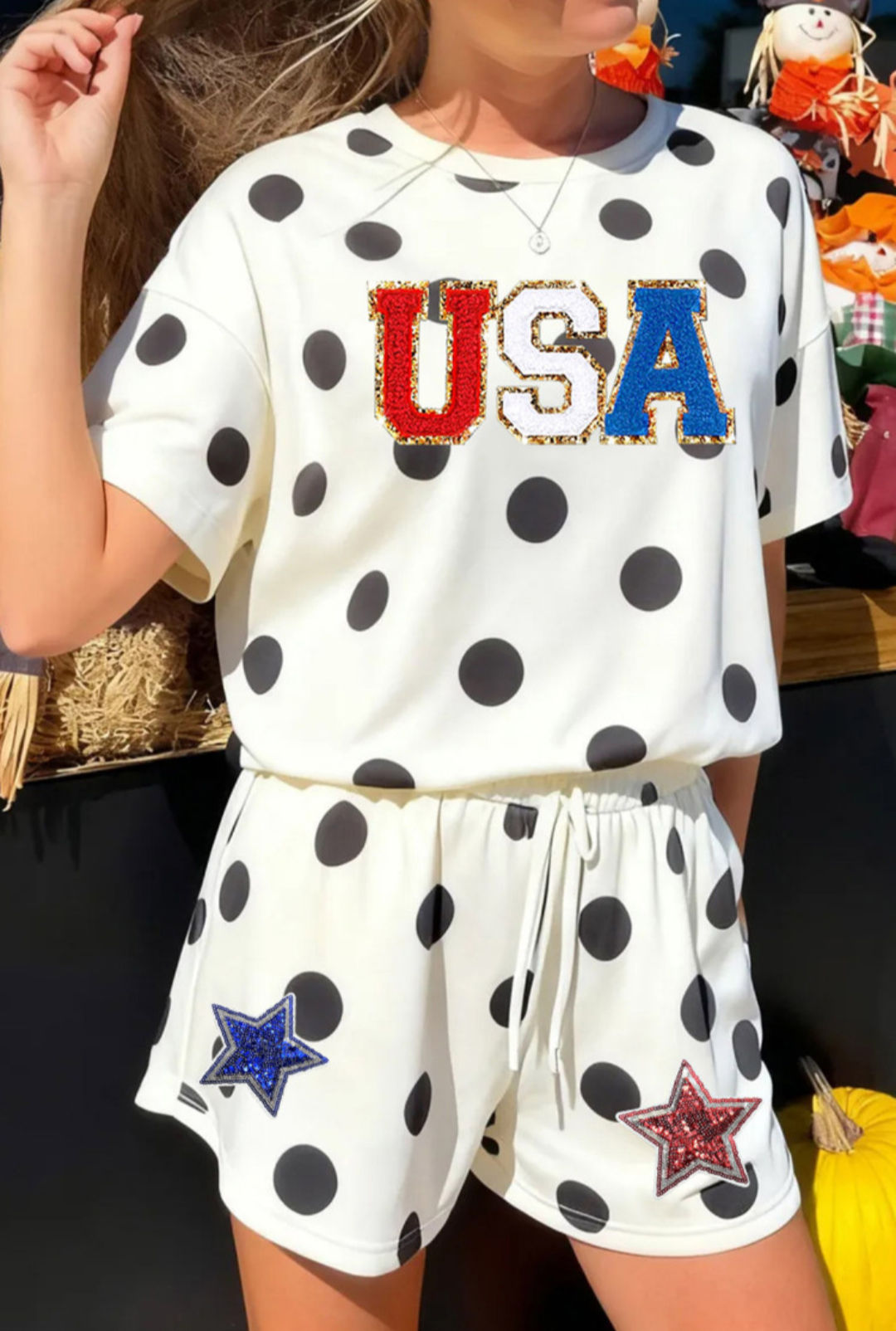 Black Polka Dot USA Set