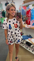 Black Polka Dot USA Set