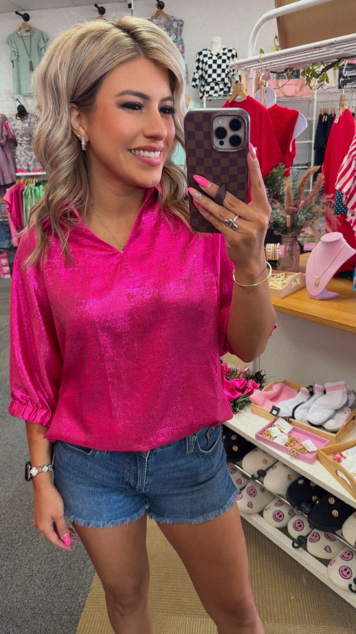 Pink Metallic Blouse