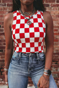 Red Checkerboard Tank Top