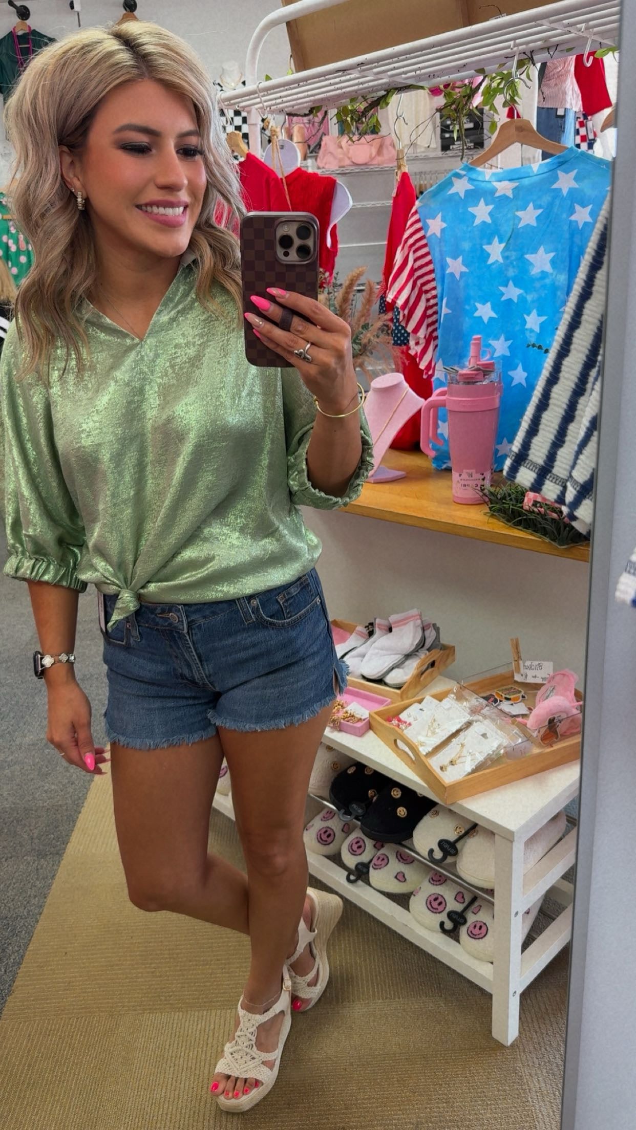 Green Metallic Blouse