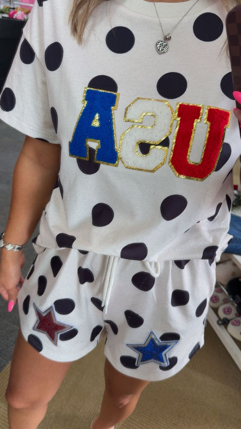 Black Polka Dot USA Set