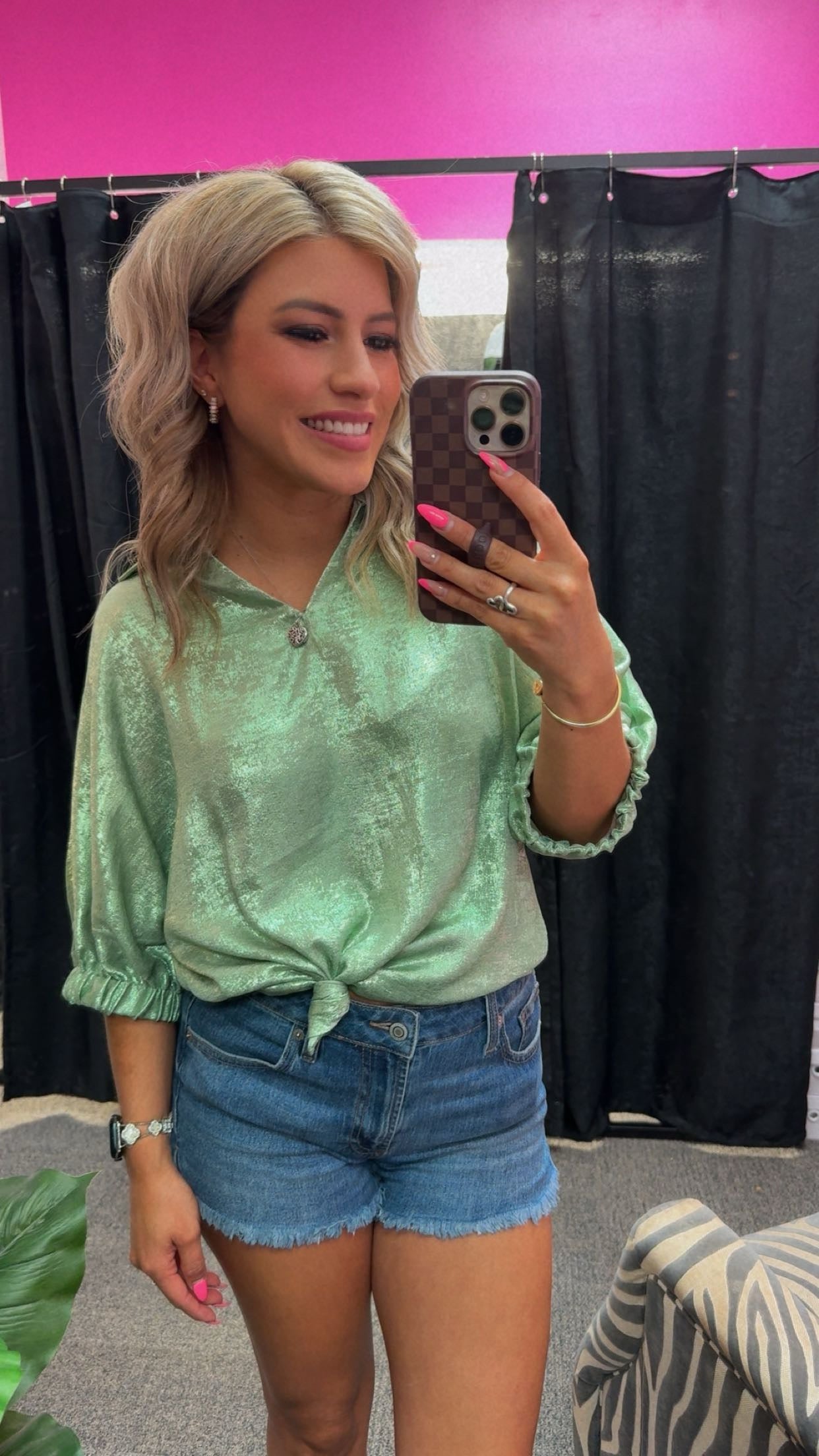 Green Metallic Blouse