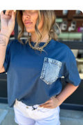 Sail Blue Color Block Chest Pocket Tee
